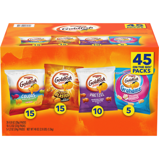 Goldfish Baked Snack Crackers, Variety Pack, 45 ct
