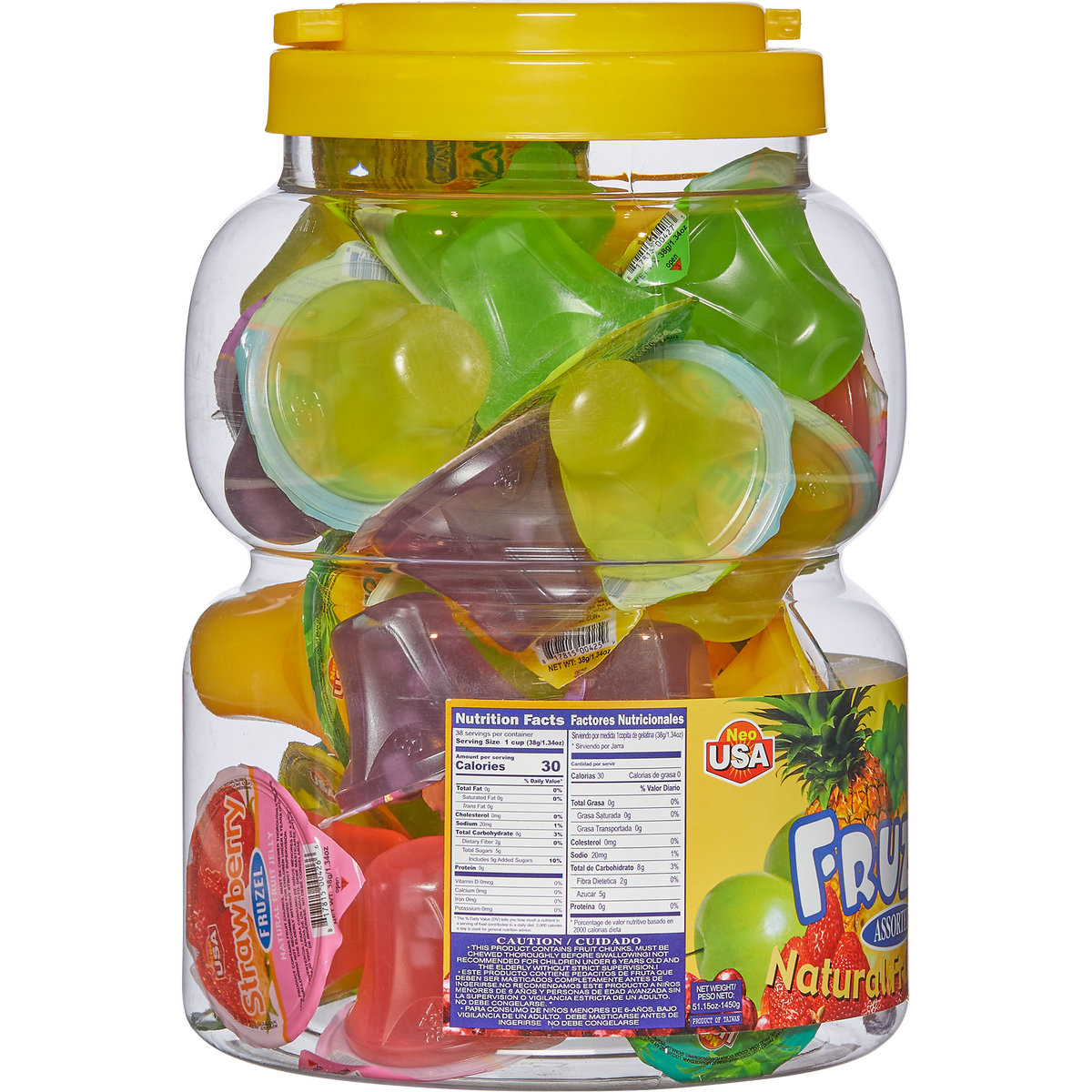 Neo USA Fruzel Natural Fruit Jelly, Assorted, 1.34 oz, 38 ct