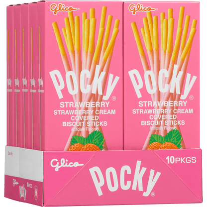 Glico Pocky Cream Covered Biscuit Sticks, Strawberry, 1.41 oz, 10 ct