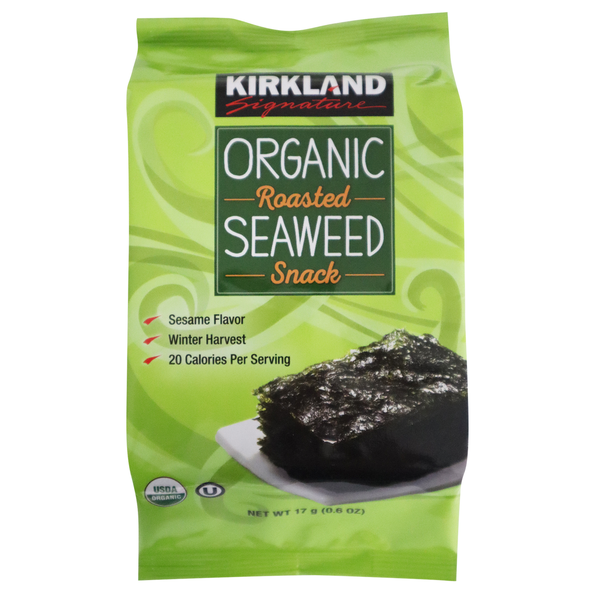 Kirkland Signature Organic Roasted Seaweed with Sesame Oil, 0.60 oz, 10 ct