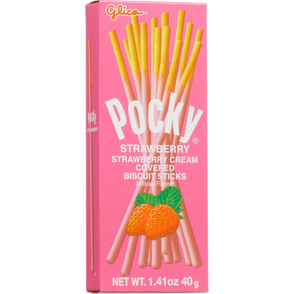 Glico Pocky Cream Covered Biscuit Sticks, Strawberry, 1.41 oz, 10 ct