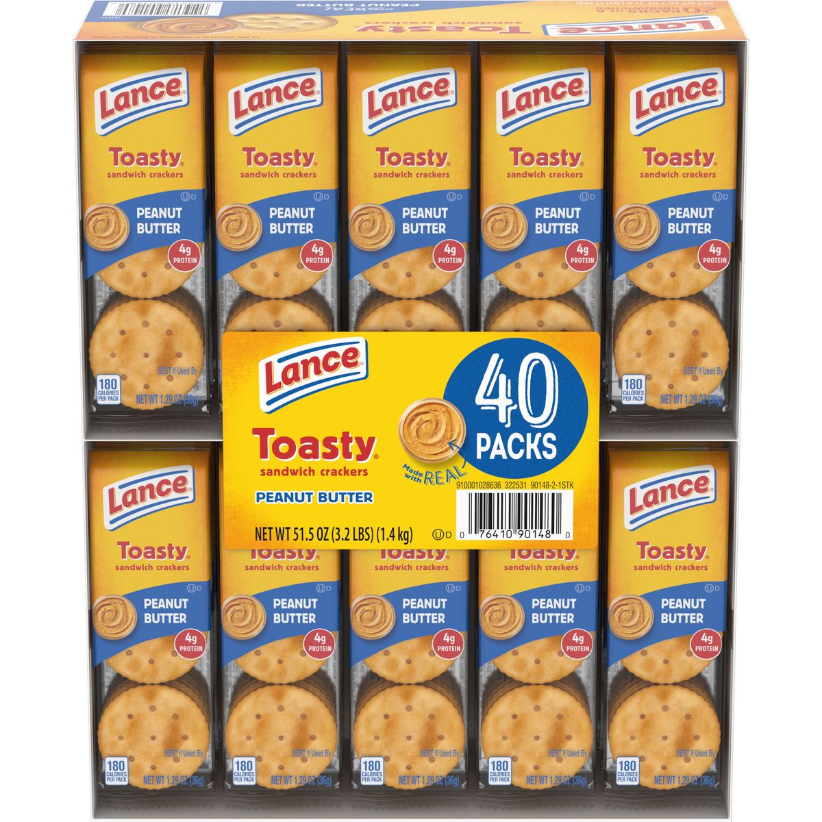 Lance Toasty Crackers, Peanut Butter, 1.25 oz, 40 ct