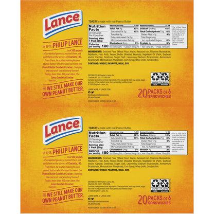 Lance Toasty Crackers, Peanut Butter, 1.25 oz, 40 ct
