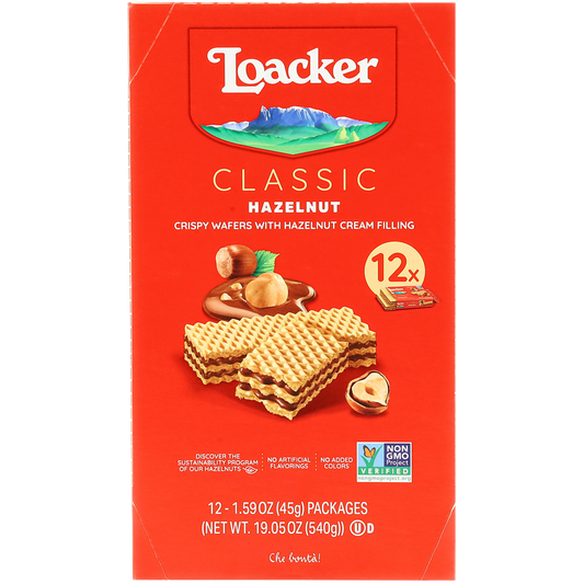 Loacker Classic Crispy Wafers, Hazelnut, 1.59 oz, 12 ct