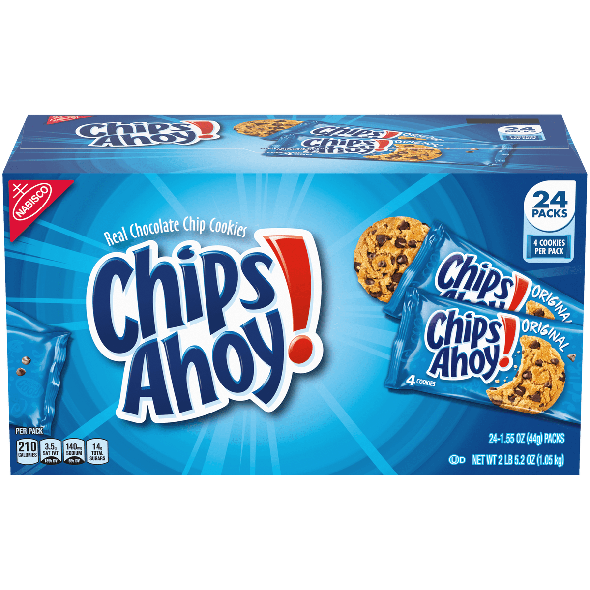 CHIPS AHOY! Chocolate Chip Cookies, Original, 1.55 oz, 24 ct