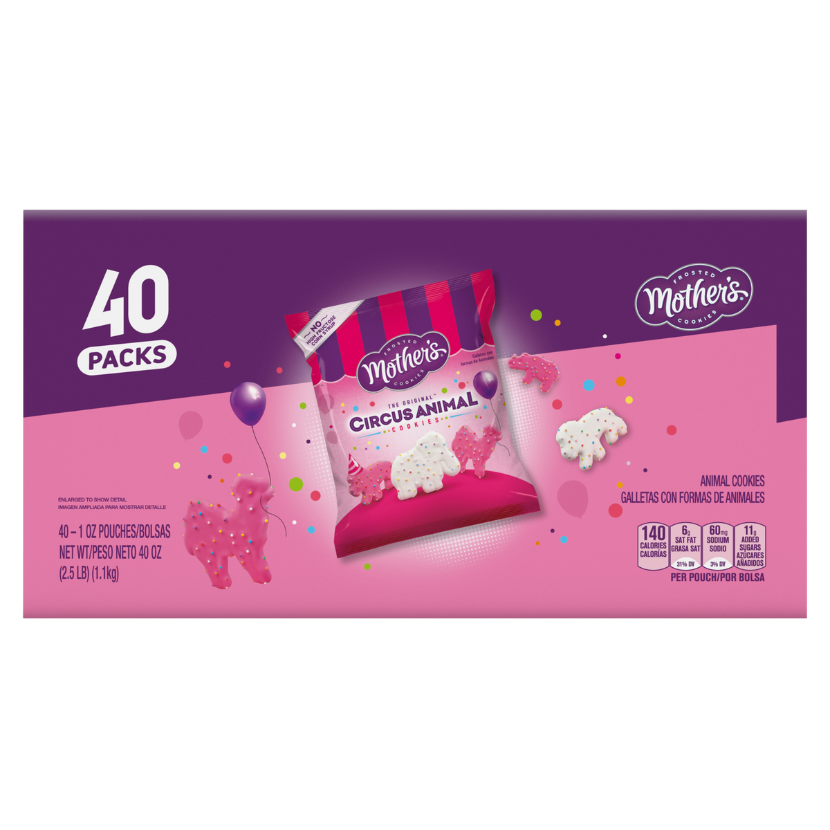Mother's Original Frosted Circus Animal Cookies, 1 oz, 40 ct