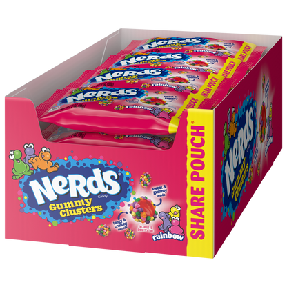 Nerds Candy Gummy Clusters, Rainbow, Share Pouch, 3 oz, 12 ct