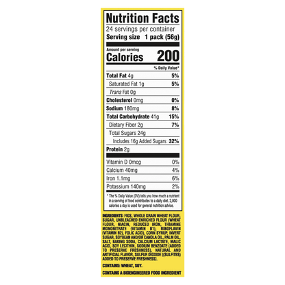 Newtons Soft & Fruit Chewy Fig Cookies, 2 bars per pack, 24 ct