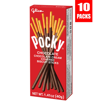 Glico Pocky Cream Covered Biscuit Sticks, Chocolate, 1.41 oz, 10 ct