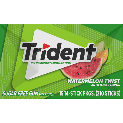 Trident Sugar Free Gum, Watermelon Twist, 14 Pieces, 15 ct