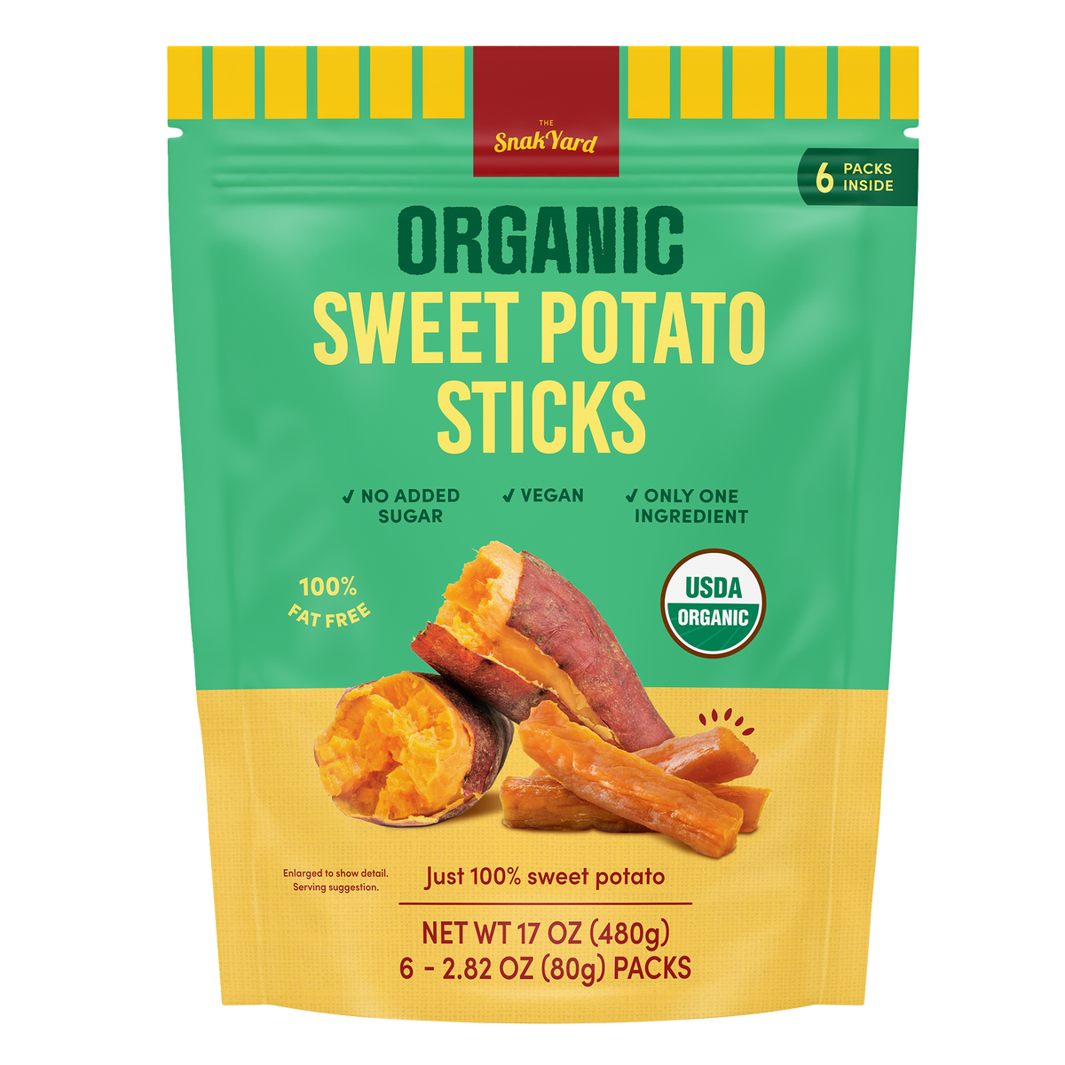 The Snak Yard Organic Sweet Potato Sticks, 2.82 oz, 6 ct