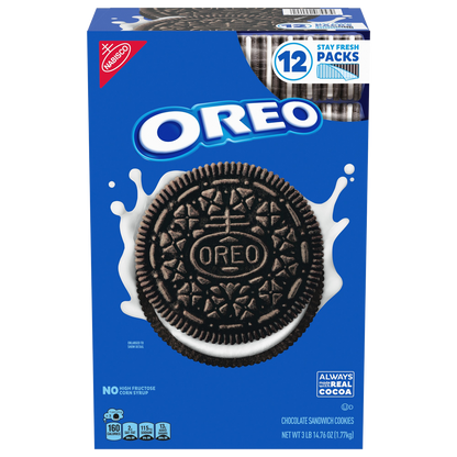 OREO Chocolate Sandwich Cookies, Stay Fresh Packs, 12 ct