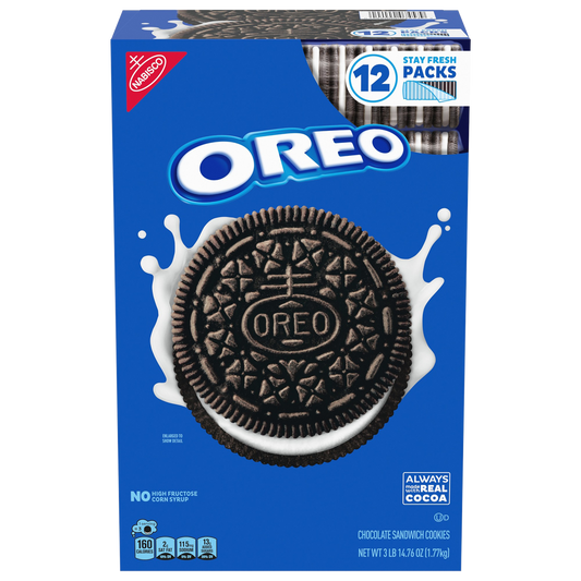 OREO Chocolate Sandwich Cookies, Stay Fresh Packs, 12 ct