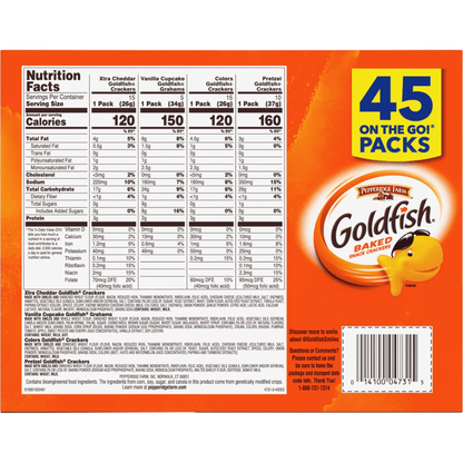 Goldfish Baked Snack Crackers, Variety Pack, 45 ct