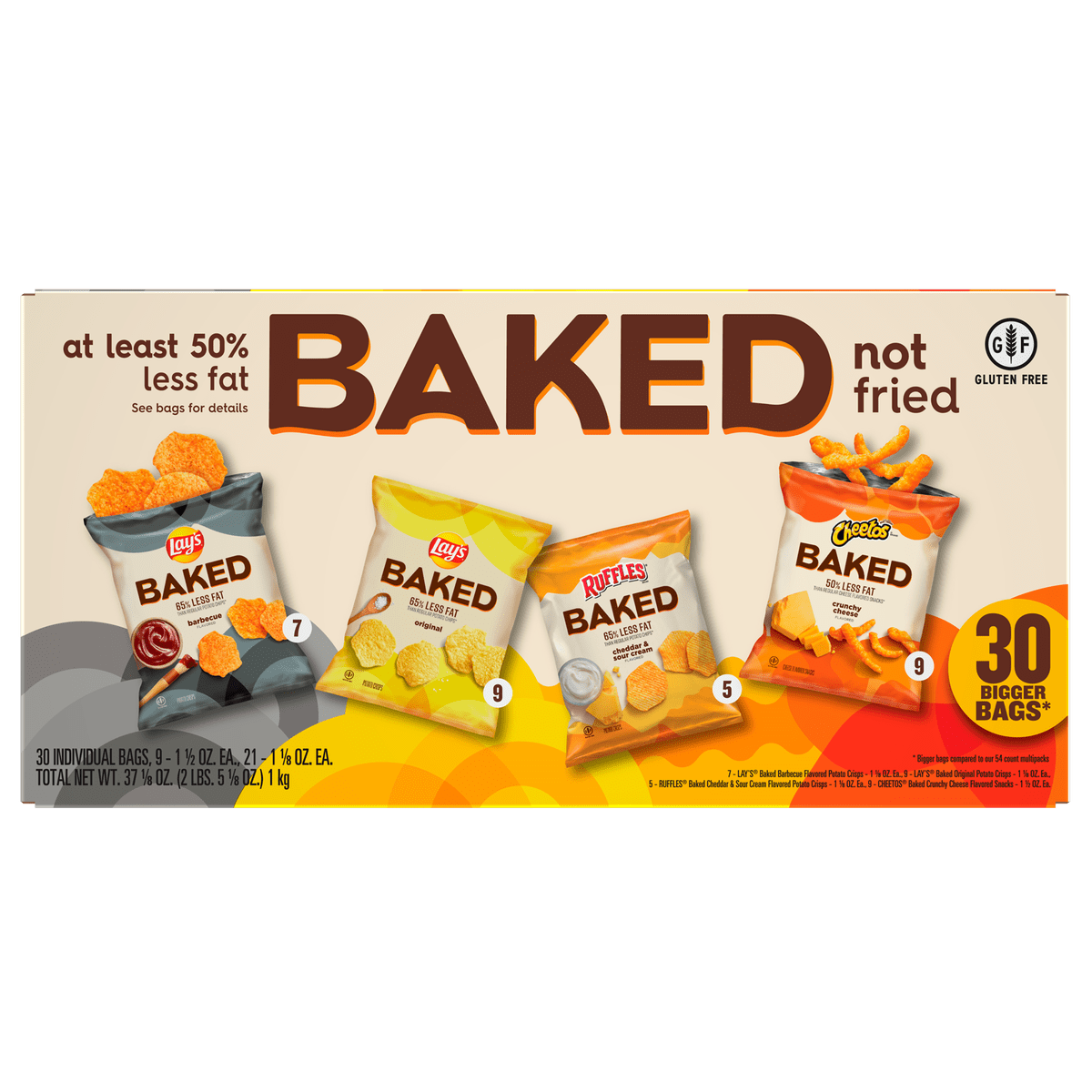 Frito-Lay Baked Potato Crisps and Crunchy Cheese Snacks, Variety Pack, 30 ct