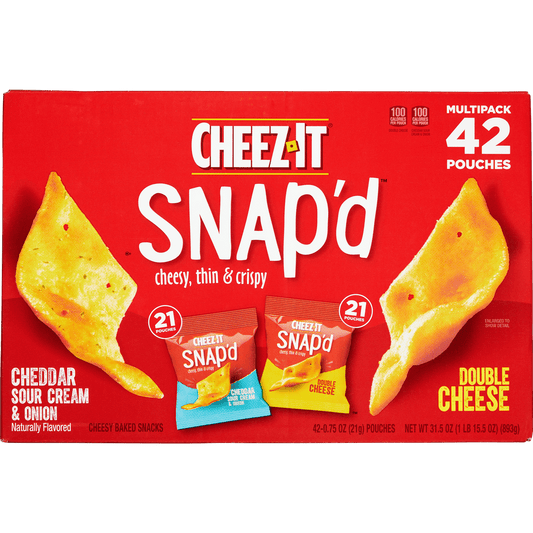 Cheez-It Snap'd Cheesy Baked Snacks, Variety Pack, 0.75 oz, 42 ct