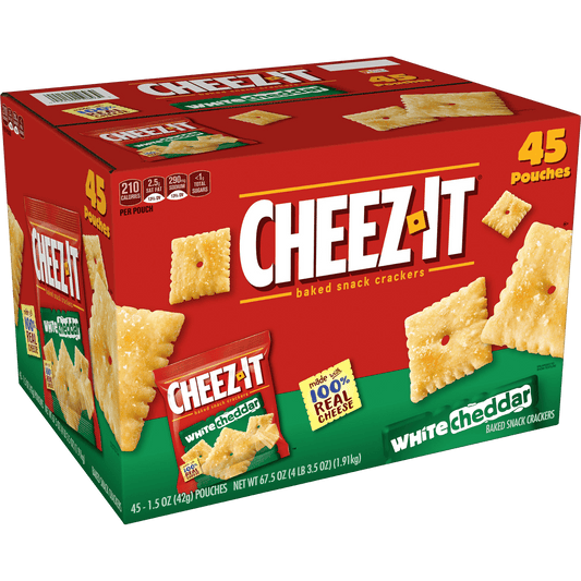 Cheez-It Baked Snack Crackers, White Cheddar, 1.5 oz, 45 ct